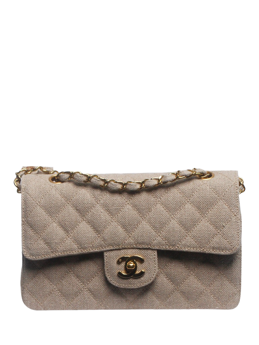 Pre-loved CHANEL Vintage 1994 Small Canvas Classic Double Flap Bag, Neutral