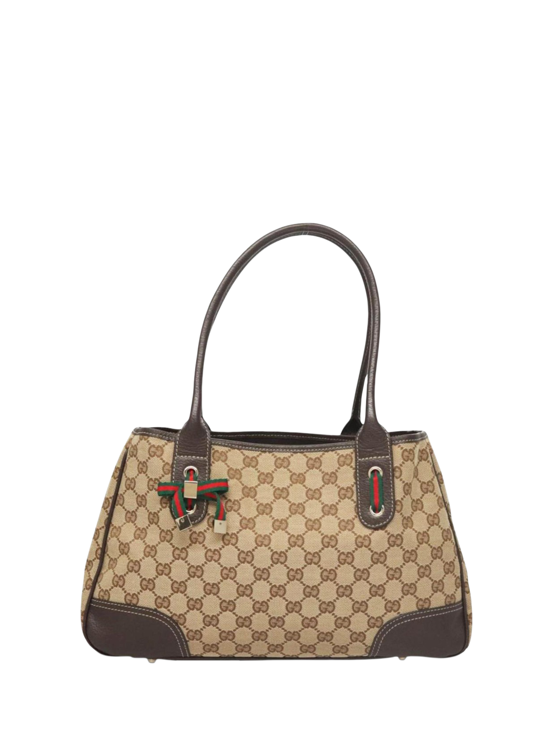 GUCCI Sherry GG Tote Bag Brown Leather