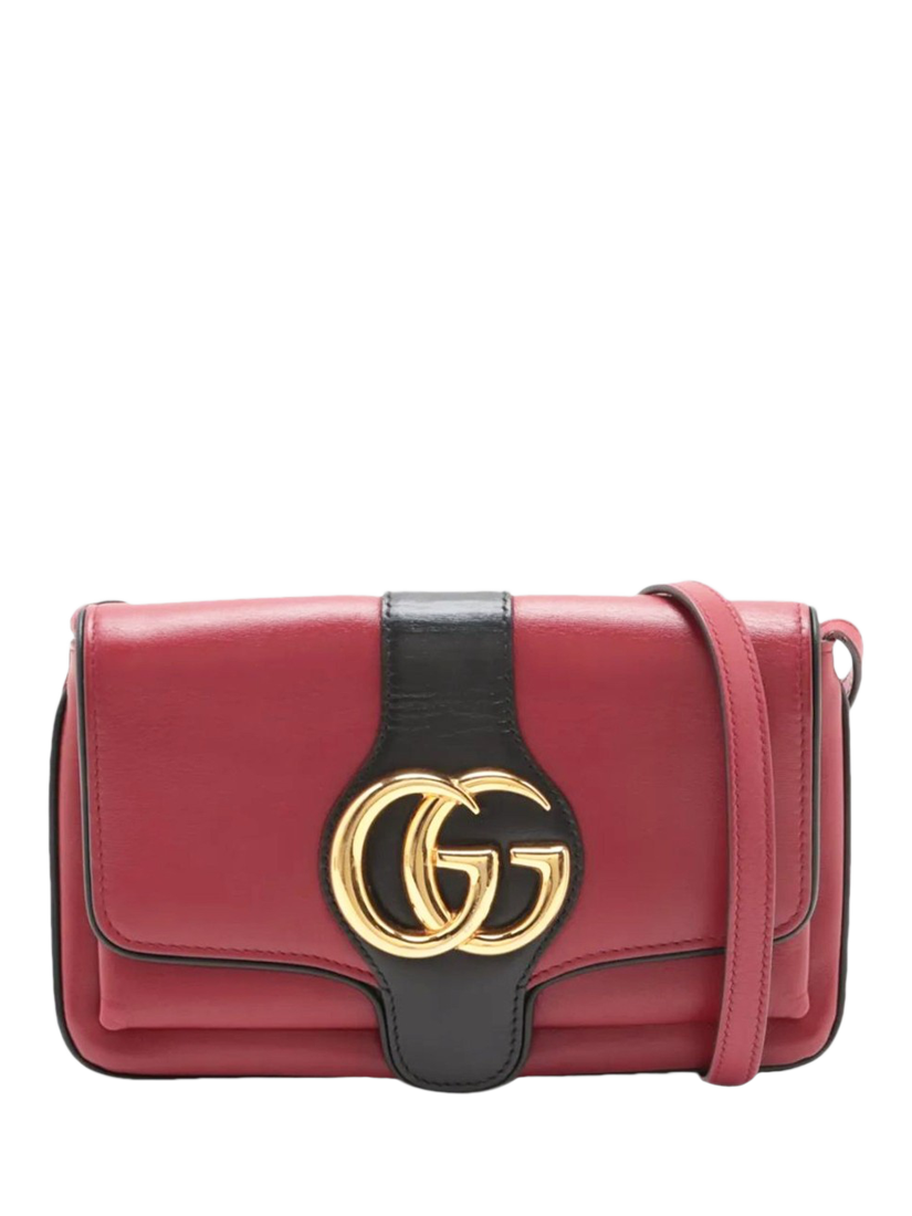 Product image 1 of 10, which shows Pre-loved GUCCI Arli Leather Shoulder Bag, Red/Black