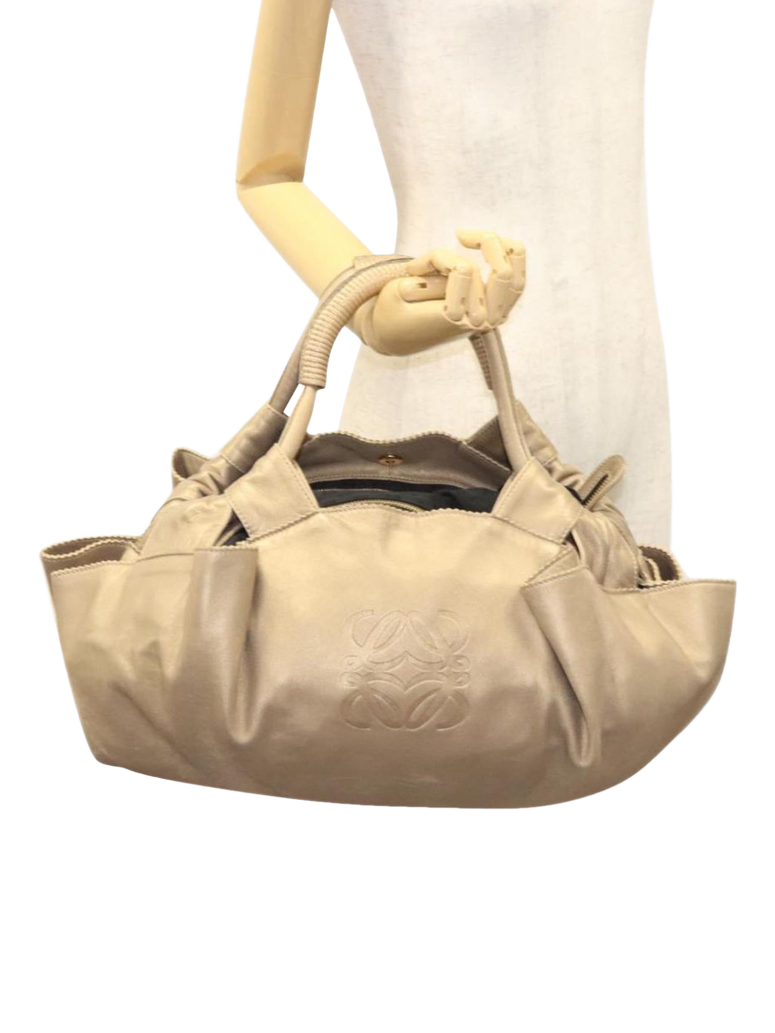 Product image 3 of 10, which shows Pre-loved LOEWE Nappa Aire Anagram Grab Bag, Gold