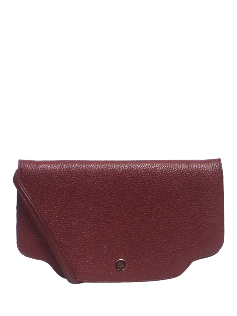 Product image 1 of 10, which shows Pre-loved Loro Piana Leather Cross Body Bag, Burgundy