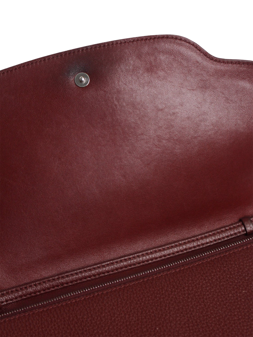 Product image 6 of 10, which shows Pre-loved Loro Piana Leather Cross Body Bag, Burgundy