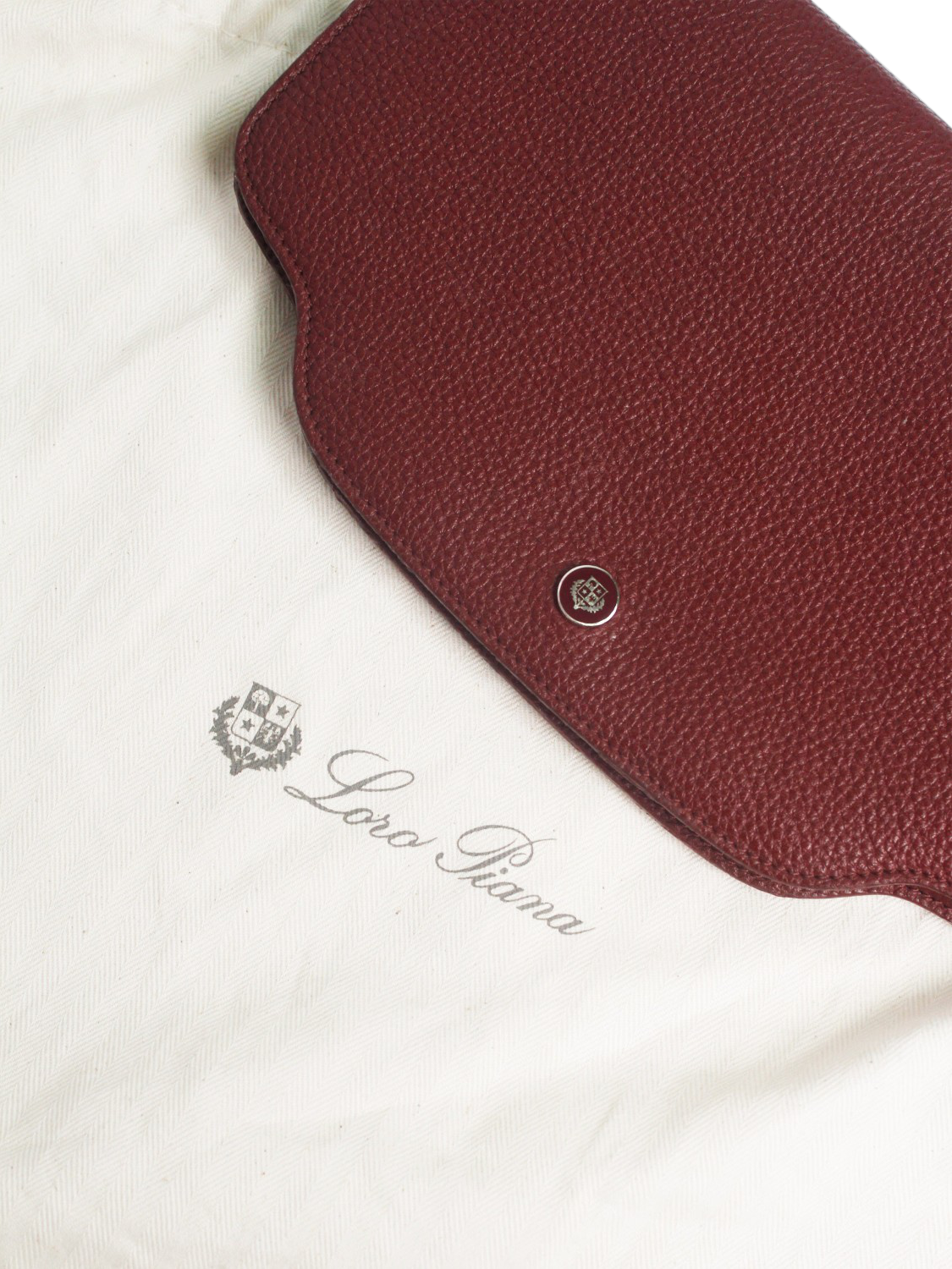 Product image 10 of 10, which shows Pre-loved Loro Piana Leather Cross Body Bag, Burgundy