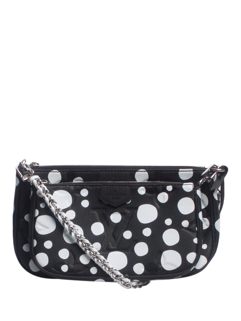 Product image 1 of 8, which shows Pre-loved Louis Vuitton x Yayoi Kusama 2021 Empriente Leather Shoulder Bag, Black/White