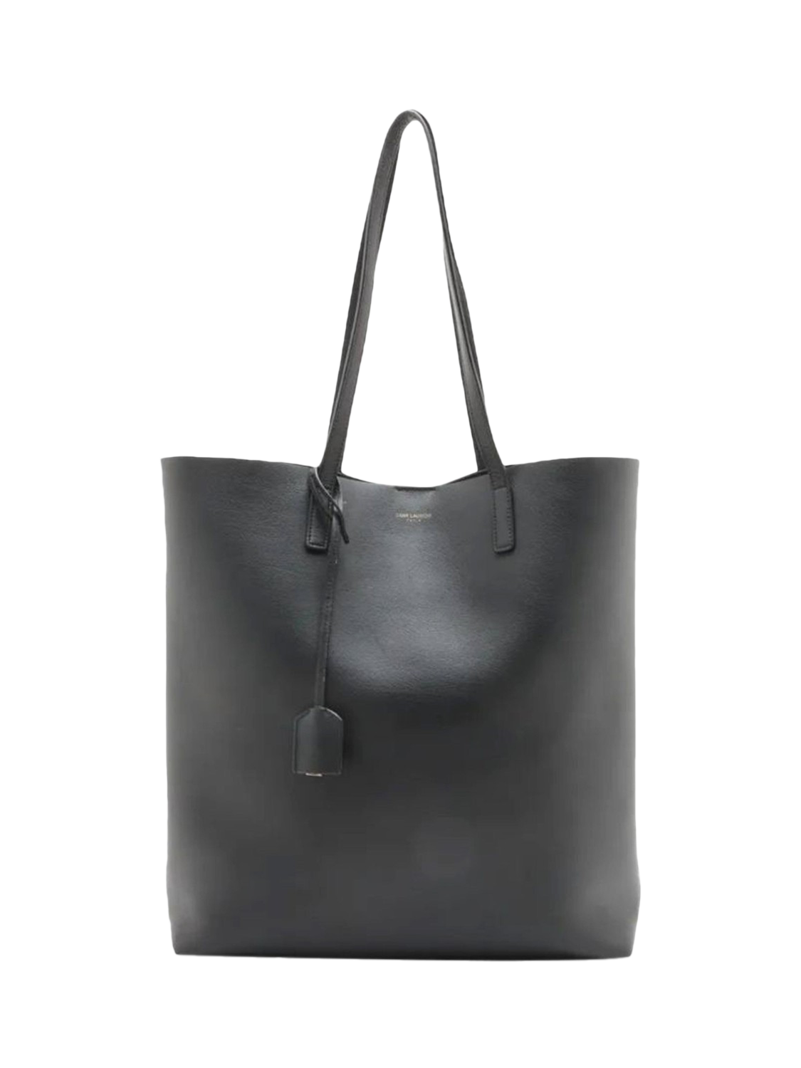 Pre-loved SAINT LAURENT Paris North South Sac Shopping Leather Tote Bag, Black