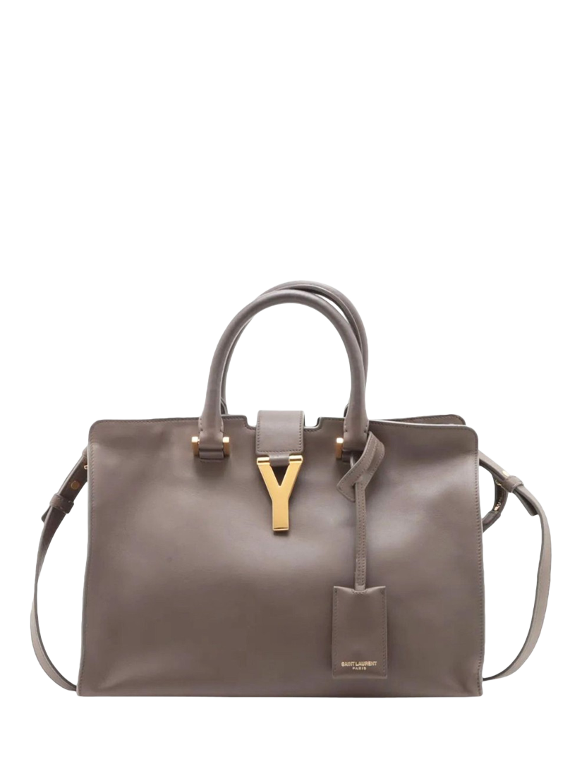 Pre-loved SAINT LAURENT Paris Petit Cabas Leather 2Way Shoulder Bag, Grey