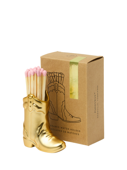 Paddywax Vintage Cowboy Boots Matches, Gold, Gold