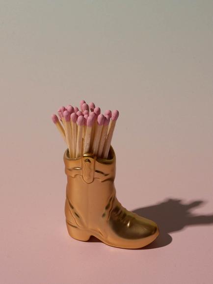 Paddywax Vintage Cowboy Boots Matches, Gold - view 2, Gold