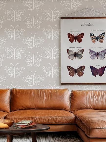 Mini Moderns Camberwell Beauty Wallpaper, Stone - view 2, 