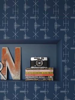 Mini Moderns Transmission Wallpaper, Washed Denim - view 2, 