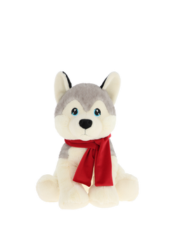 Keel Toys Keeleco Christmas Husky Plush Soft Toy, 35cm, Multi