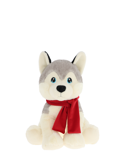 Keel Toys Keeleco Christmas Husky Plush Soft Toy, 35cm, Multi