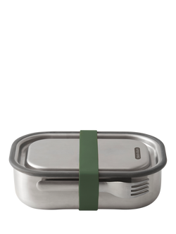 black+blum Large Stainless Steel Leak-Proof Lunch Box, 1L, Olive, Stainless Steel