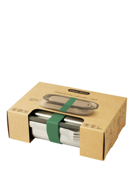 black+blum Large Stainless Steel Leak-Proof Lunch Box, 1L, Olive - view 2, Stainless Steel