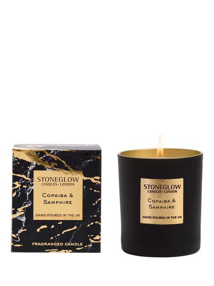 Stoneglow Luna Copaiba & Samphire Scented Candle, 220g, Black & Gold