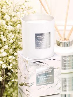 Stoneglow Luna English Pear & Freesia Scented Candle, 220g - view 2, White & Silver