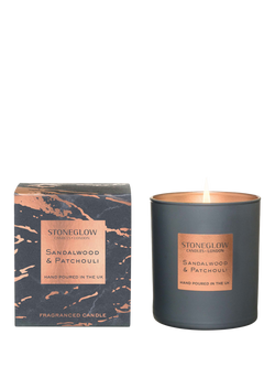 Stoneglow Luna Sandalwood & Patchouli Scented Candle, 220g, Black & Bronze