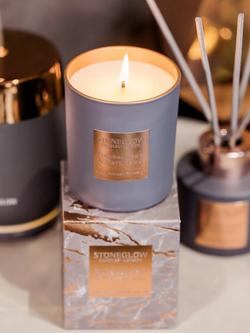 Stoneglow Luna Sandalwood & Patchouli Scented Candle, 220g - view 2, Black & Bronze