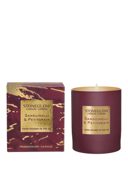 Stoneglow Luna Sanguinelli & Petitgrain Scented Candle 220g, Dark Red