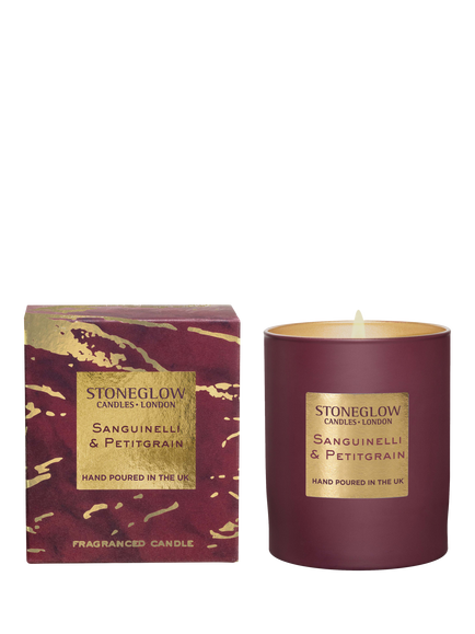 Stoneglow Luna Sanguinelli & Petitgrain Scented Candle 220g, Dark Red