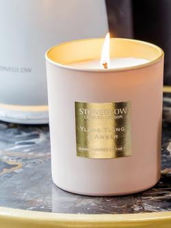 Stoneglow Ylang Ylang & Amber Scented Candle, 220g - view 2, Pink & Gold