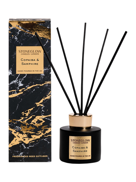 Stoneglow Luna Copaiba & Samphire Reed Diffuser, 120ml, Black & Gold