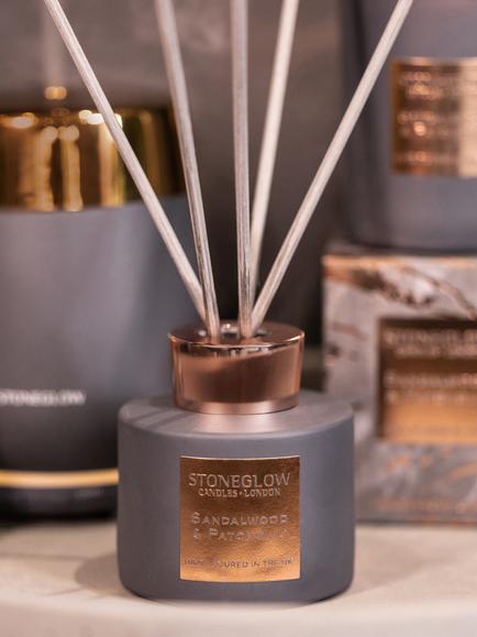 Stoneglow Luna Sandalwood & Patchouli Reed Diffuser, 120ml - view 2, Black & Bronze