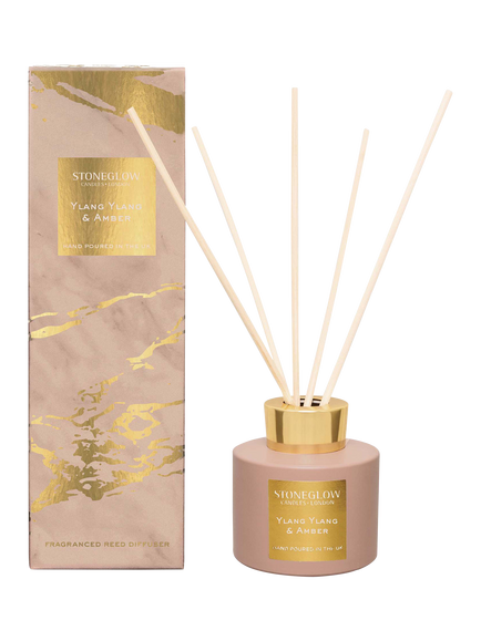 Stoneglow Luna Ylang Ylang & Amber Reed Diffuser, 120ml, Pink & Gold