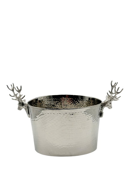 Culinary Concepts Stag Hammered Stainless Steel 2 Bottle Champagne Bucket, Silver, 