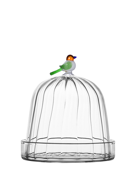 Ichendorf Milano Animal Farm Bird Optic Glass Dome Dish, 13cm, Clear, Multi