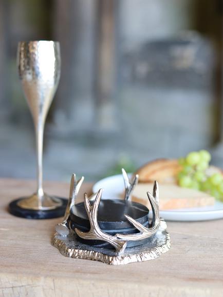 Culinary Concepts Black Marble Coasters & Antler Holder - view 2, 