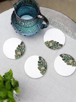 Culinary Concepts White Marble & Mother of Pearl Coasters, Set of 4 - view 2, 