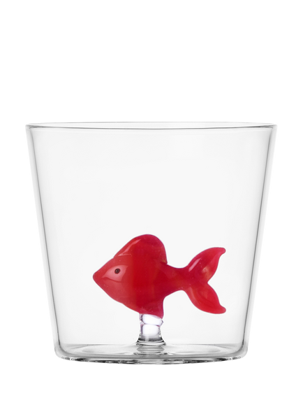 Ichendorf Milano Animal Farm Fish Glass Tumbler, 350ml, Clear/Red, Red