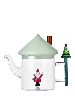 Ichendorf Milano Christmas Tales Santa Claus Glass Teapot, Clear/Multi, Multi