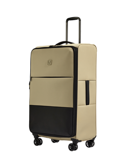 Antler Soft Stripe 2.0 4 Wheel 81cm Large Expandable Suitcase, Black, Sand