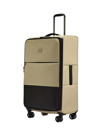 Antler Soft Stripe 2.0 4 Wheel 81cm Large Expandable Suitcase, Black, Sand