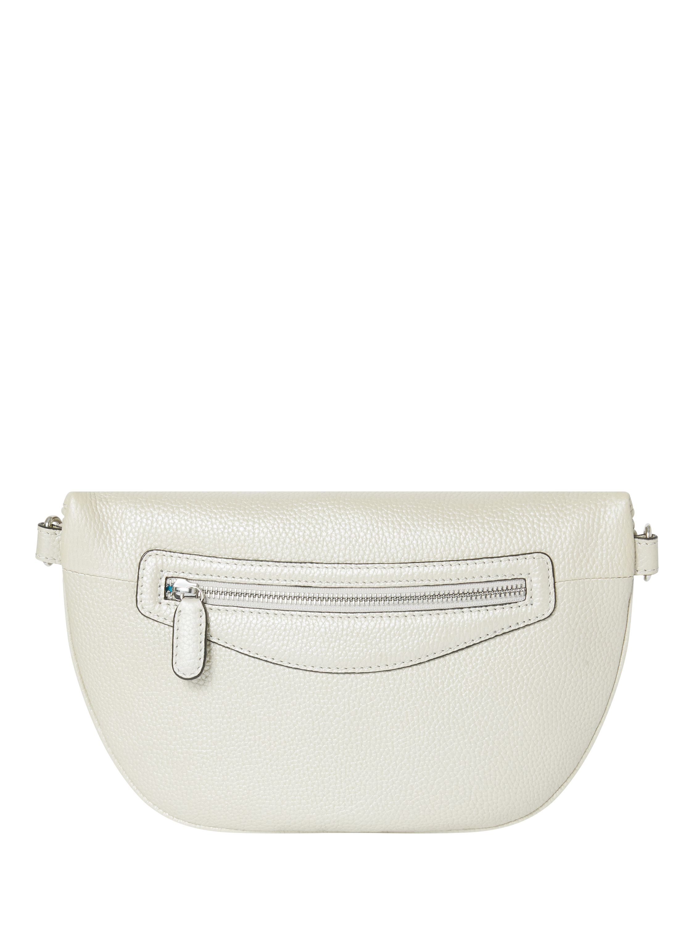 Product image 3 of 5, which shows OSPREY LONDON Hendrix Leather Sling Bag, Metallic Silver