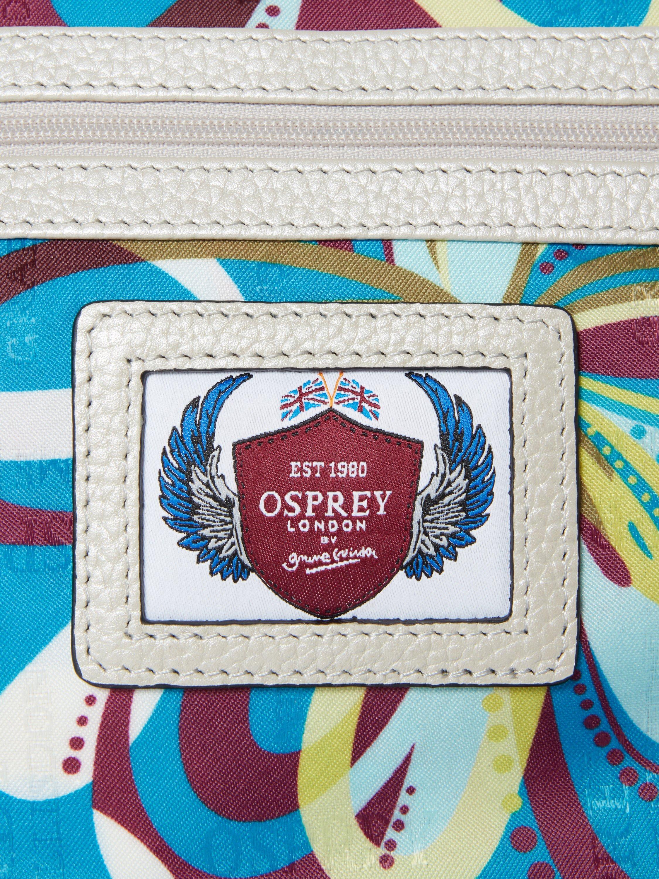 Product image 4 of 5, which shows OSPREY LONDON Hendrix Leather Sling Bag, Metallic Silver