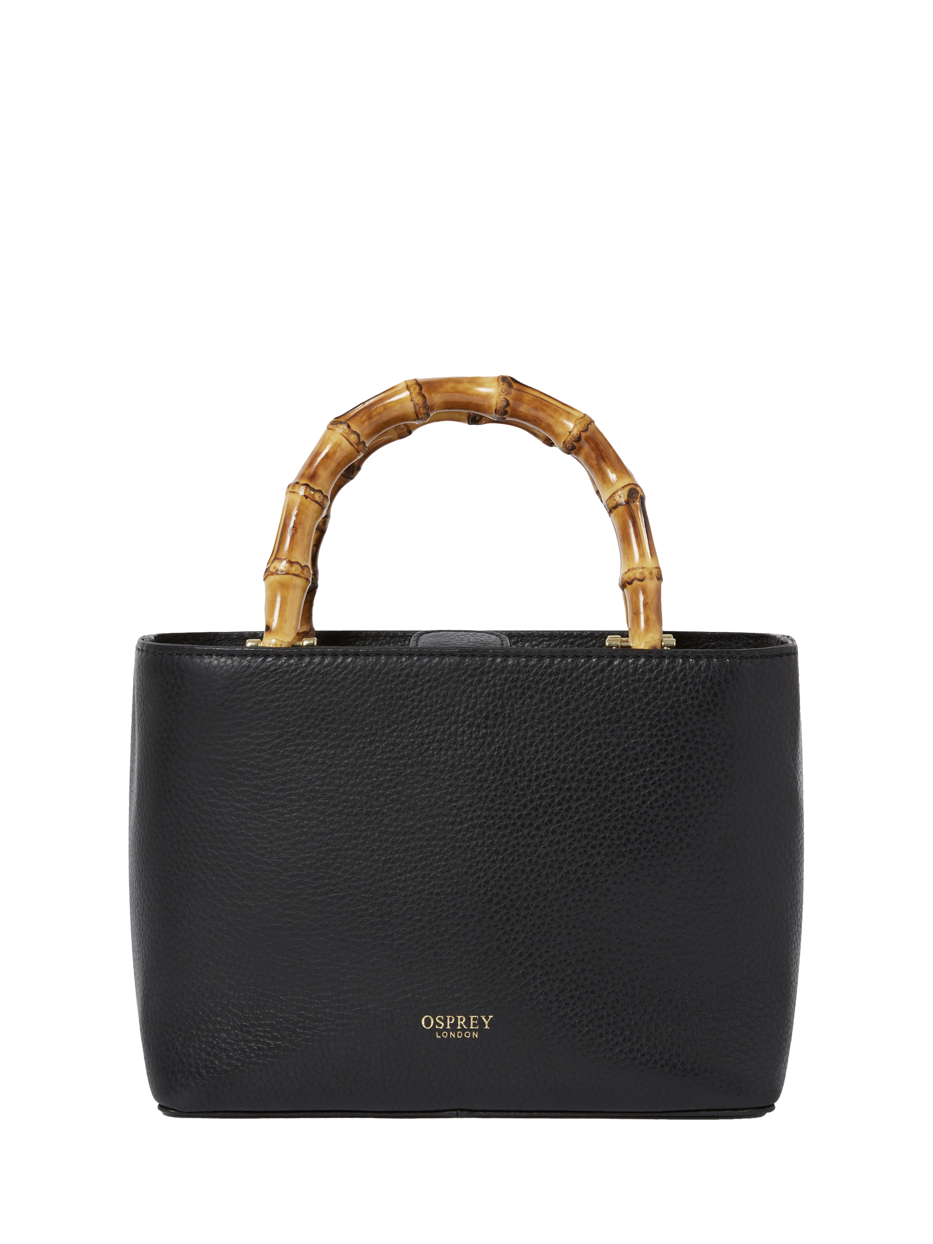 Product image 1 of 5, which shows OSPREY LONDON Mini Clio Leather Grab Bag, Black