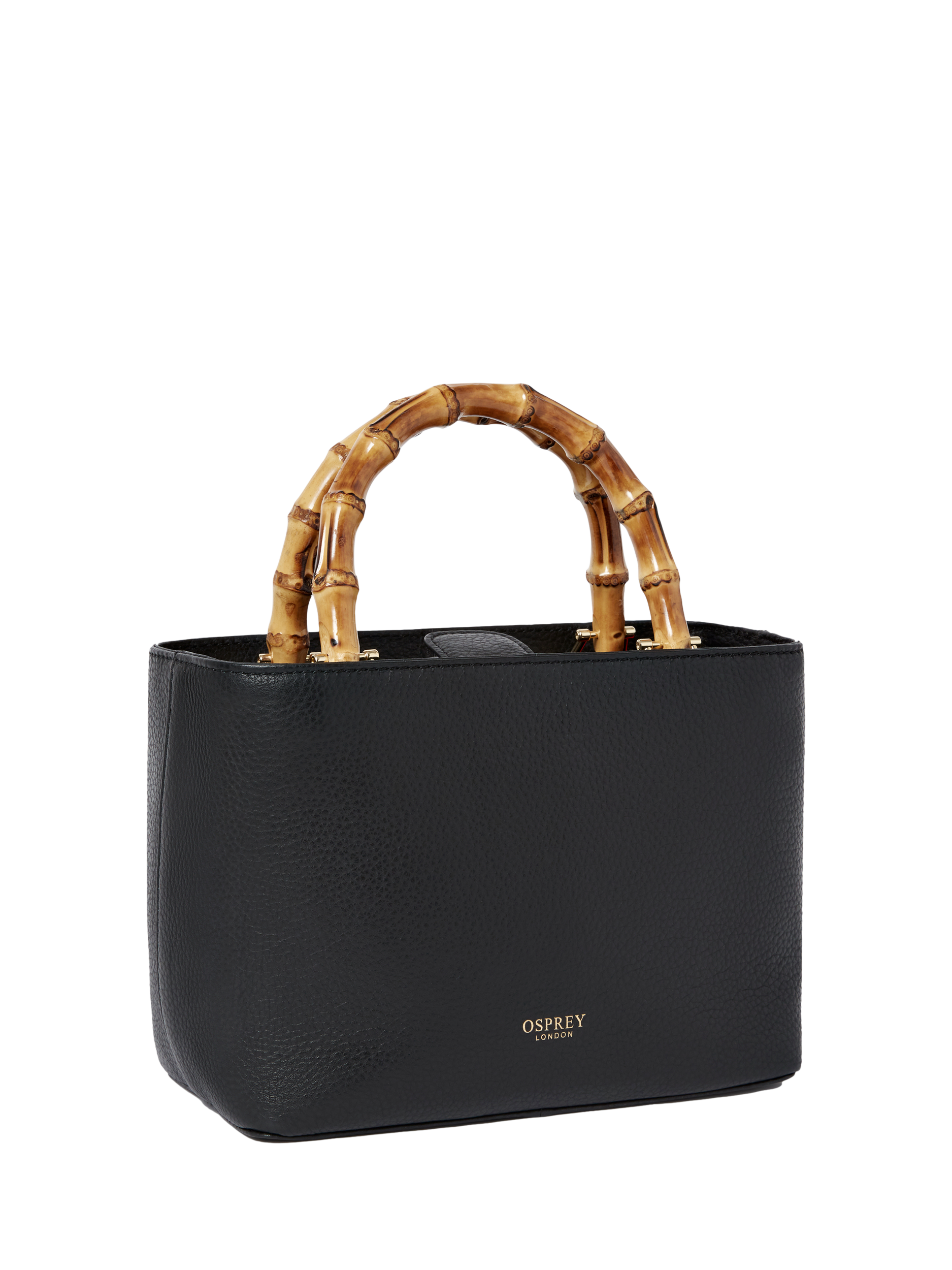 Product image 3 of 5, which shows OSPREY LONDON Mini Clio Leather Grab Bag, Black