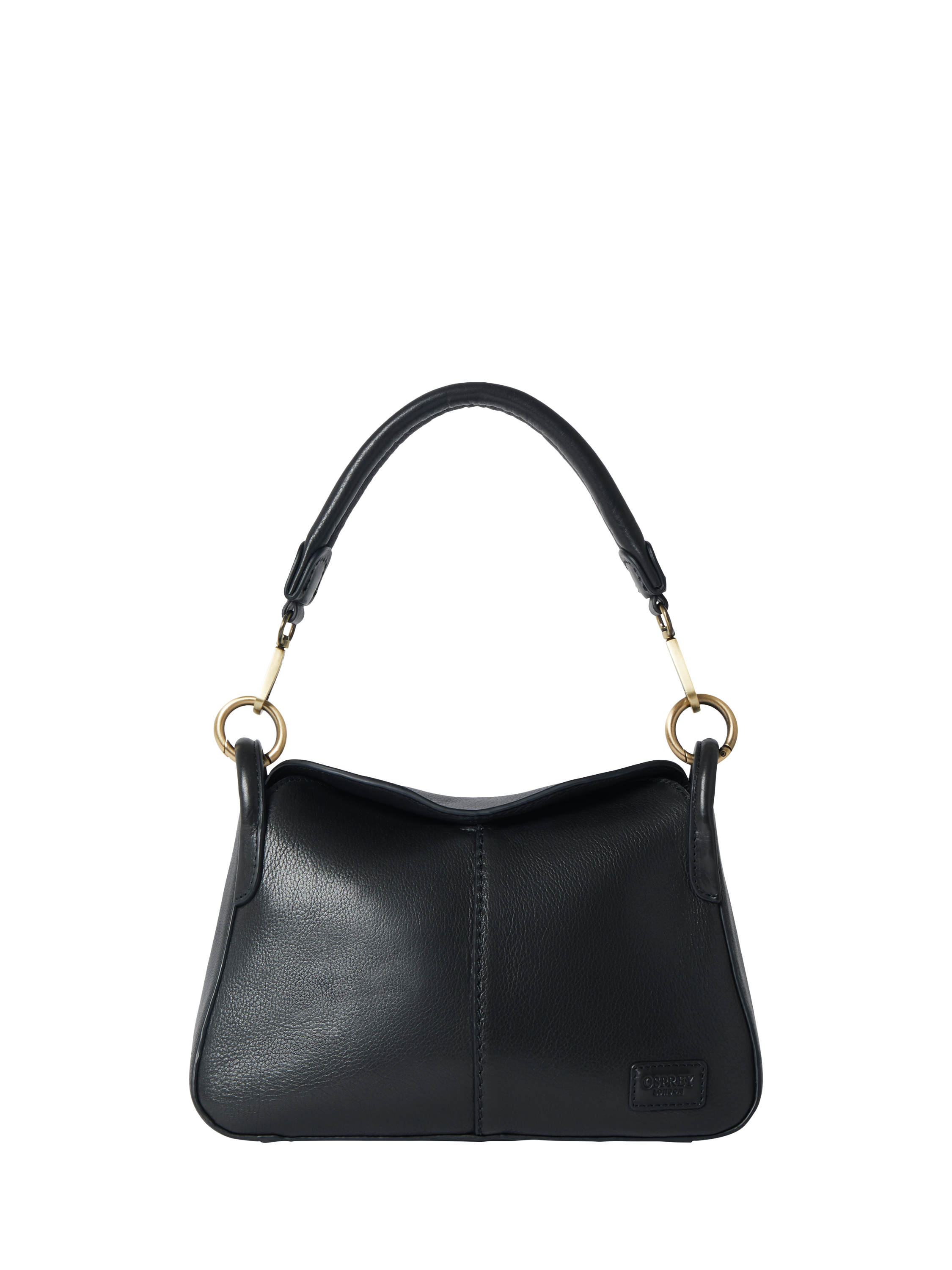 Product image 1 of 5, which shows OSPREY LONDON Oxford Small Leather Shoulder Bag, Black