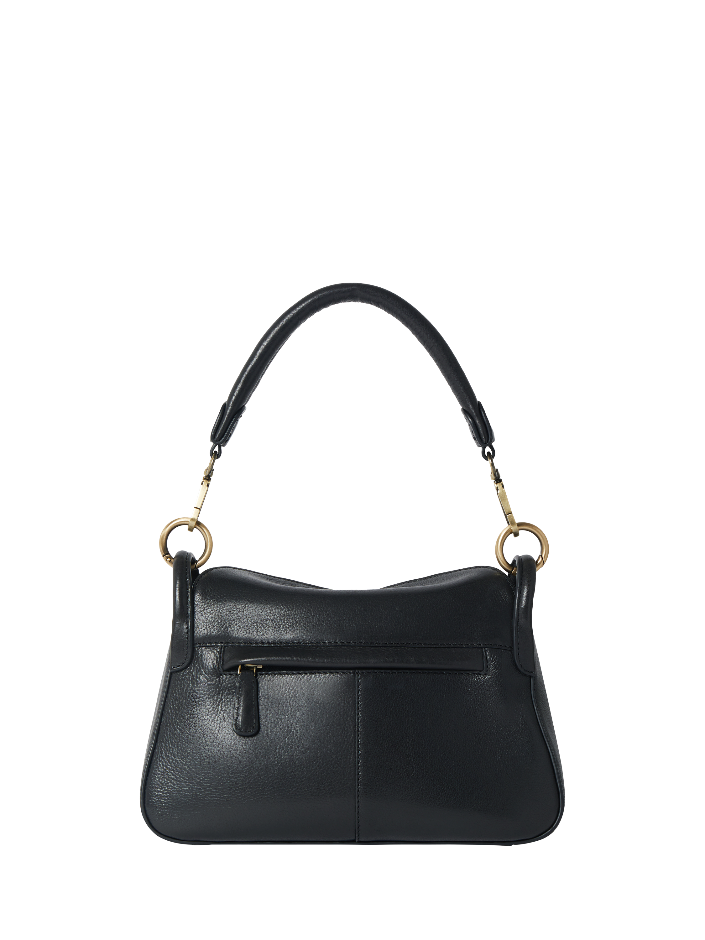 Product image 2 of 5, which shows OSPREY LONDON Oxford Small Leather Shoulder Bag, Black