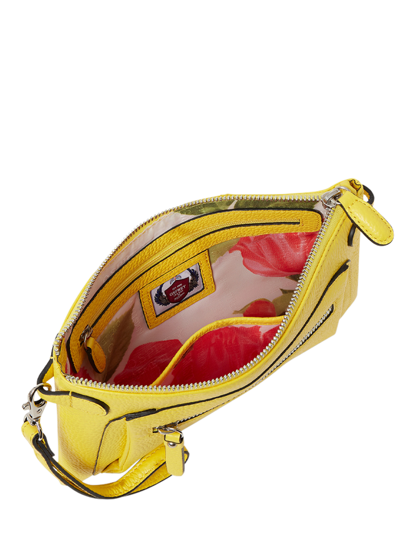 Product image 5 of 5, which shows OSPREY LONDON Ruby Leather Crossbody Clutch, Citrus