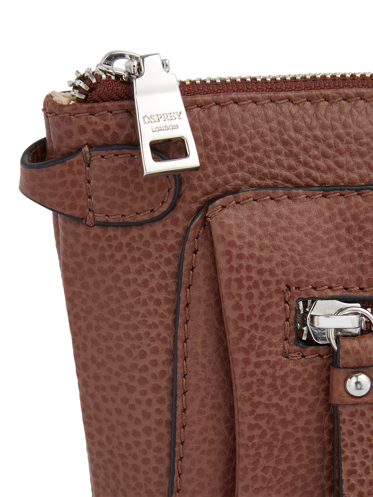 Product image 3 of 4, which shows OSPREY LONDON Ruby Leather Crossbody Clutch, Tan