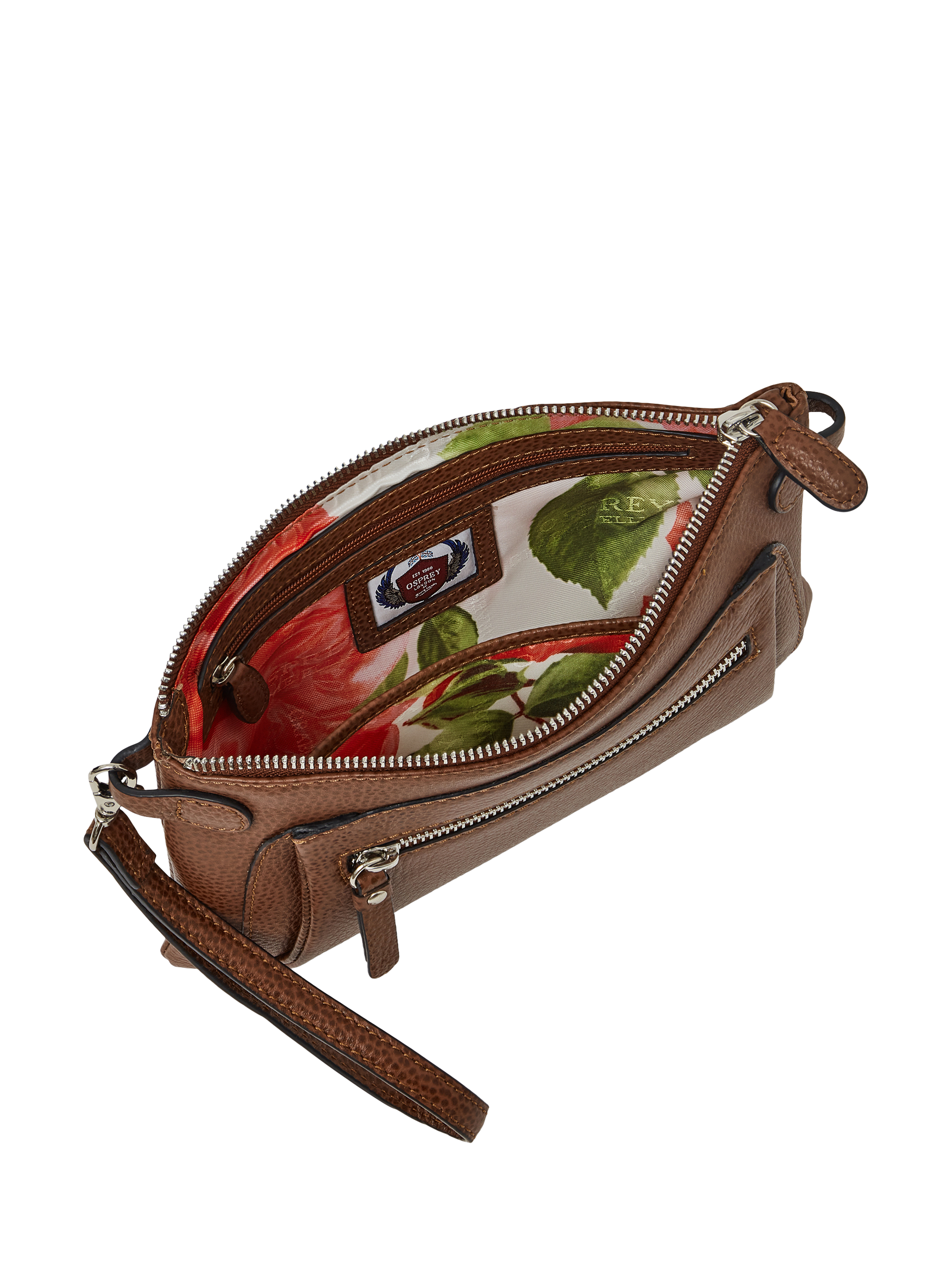 Product image 4 of 4, which shows OSPREY LONDON Ruby Leather Crossbody Clutch, Tan