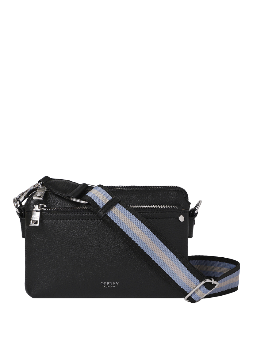 Product image 1 of 5, which shows OSPREY LONDON Stella Leather Crossbody Bag, Black