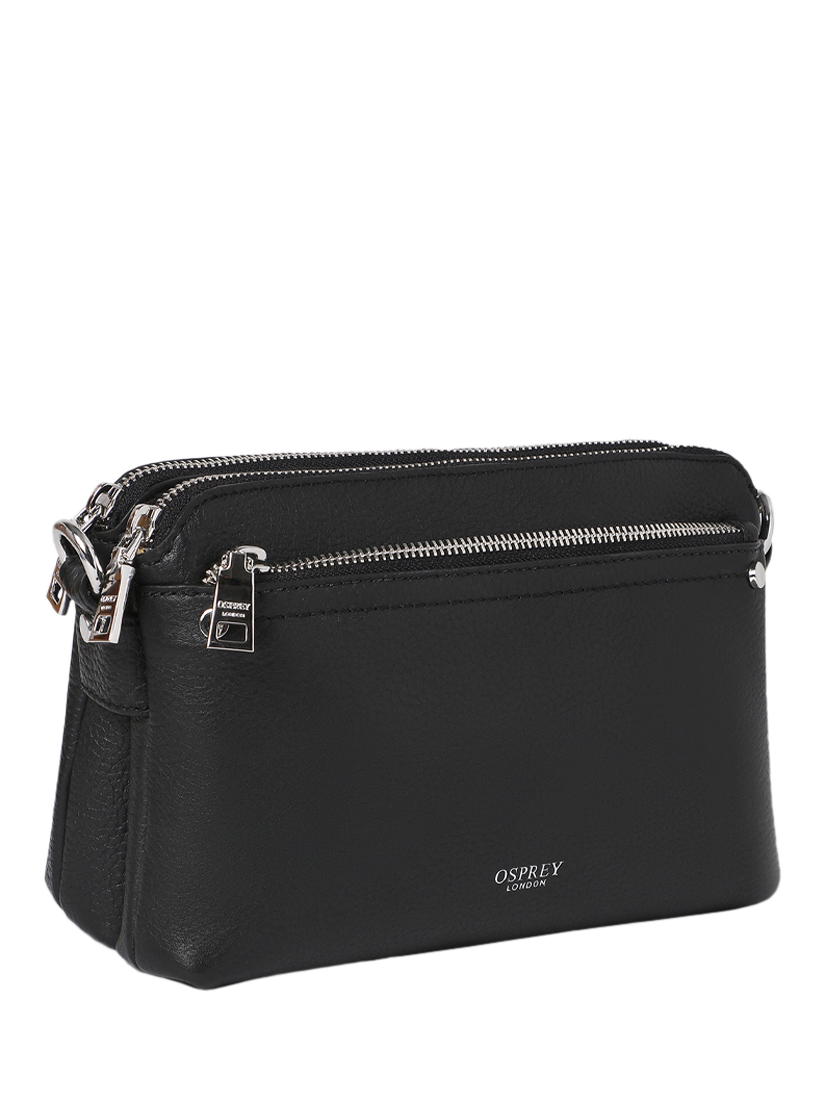 Product image 3 of 5, which shows OSPREY LONDON Stella Leather Crossbody Bag, Black