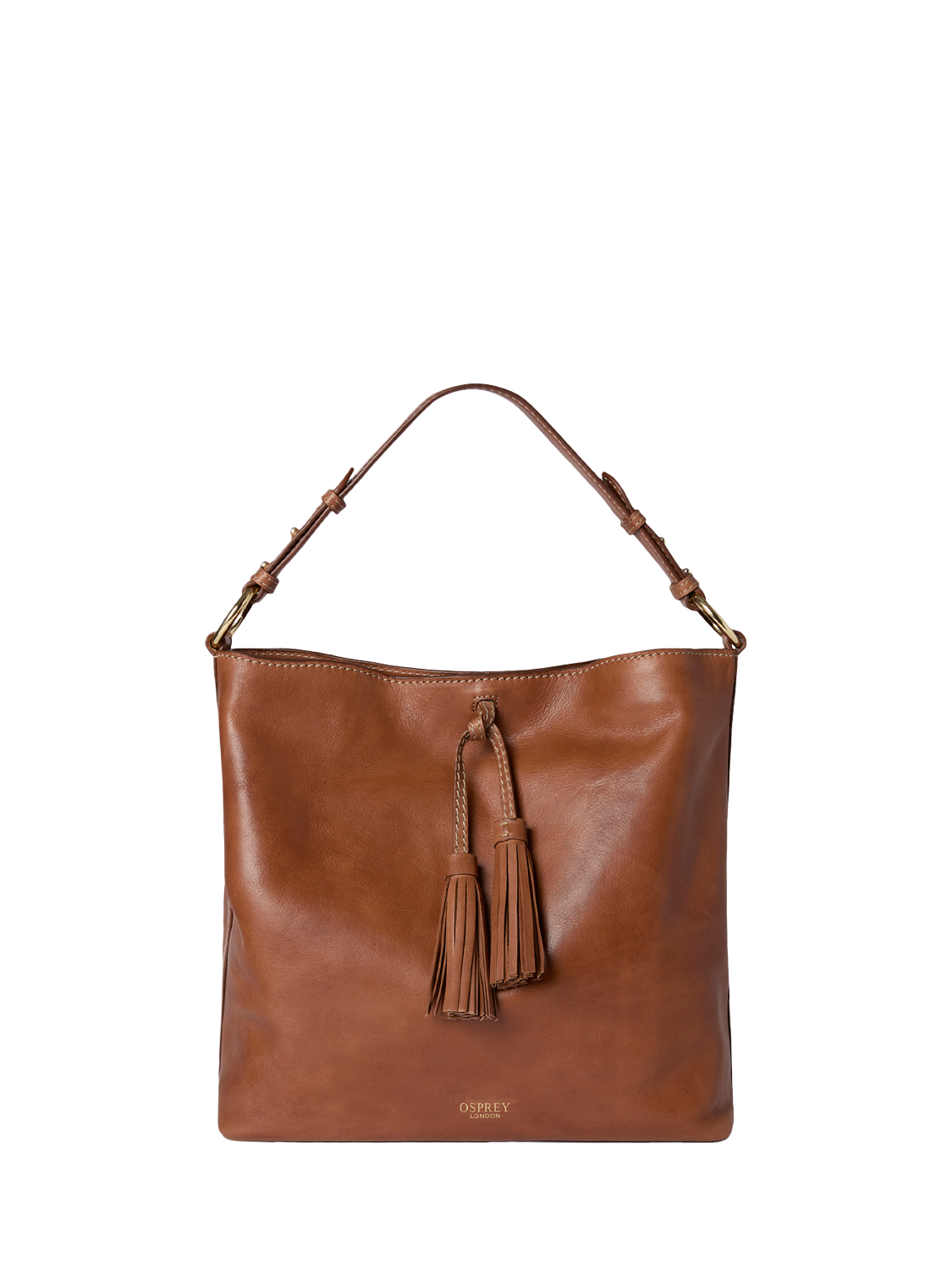 Product image 1 of 5, which shows OSPREY LONDON Vintage Savanna Leather Hobo Bag, Tan