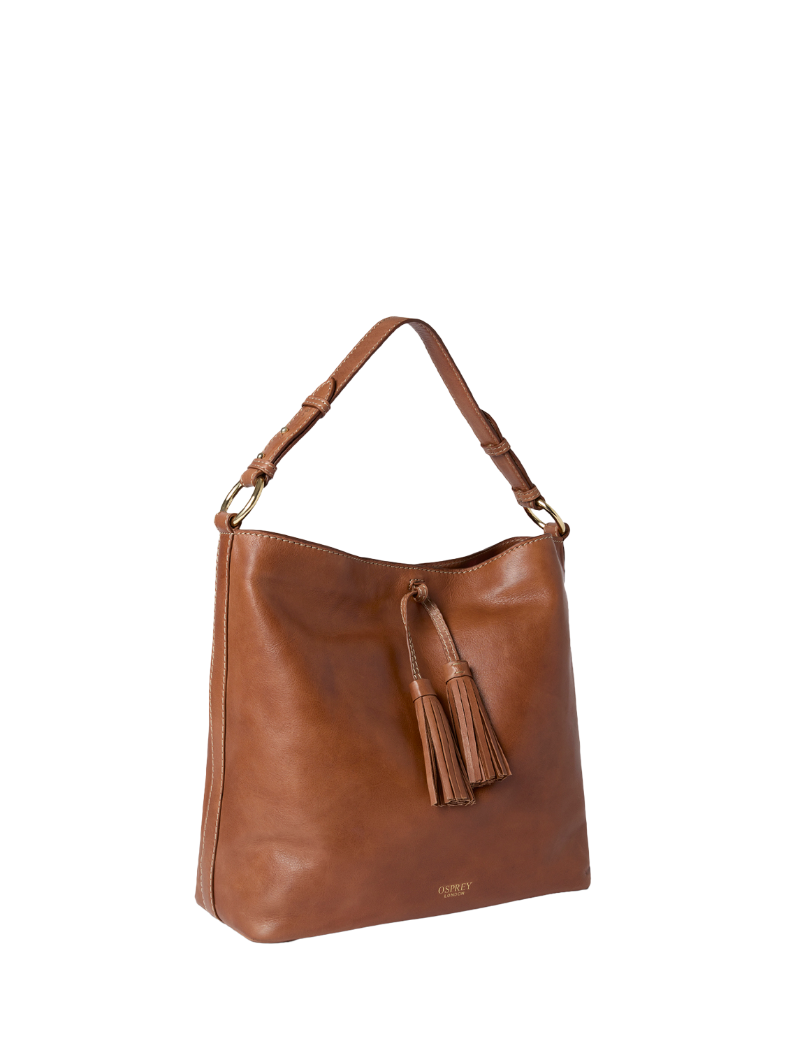 Product image 3 of 5, which shows OSPREY LONDON Vintage Savanna Leather Hobo Bag, Tan