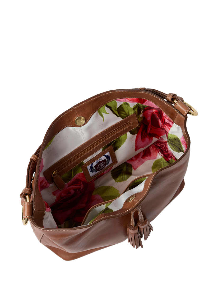 Product image 5 of 5, which shows OSPREY LONDON Vintage Savanna Leather Hobo Bag, Tan